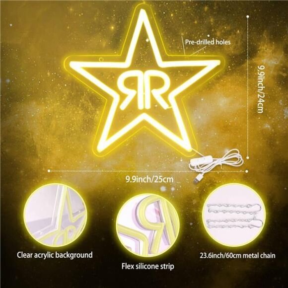 Rock Star Energy Drink Neon Signs Wall Decor Bedroom Led Business Bar Store NEW - Picture 3 of 7